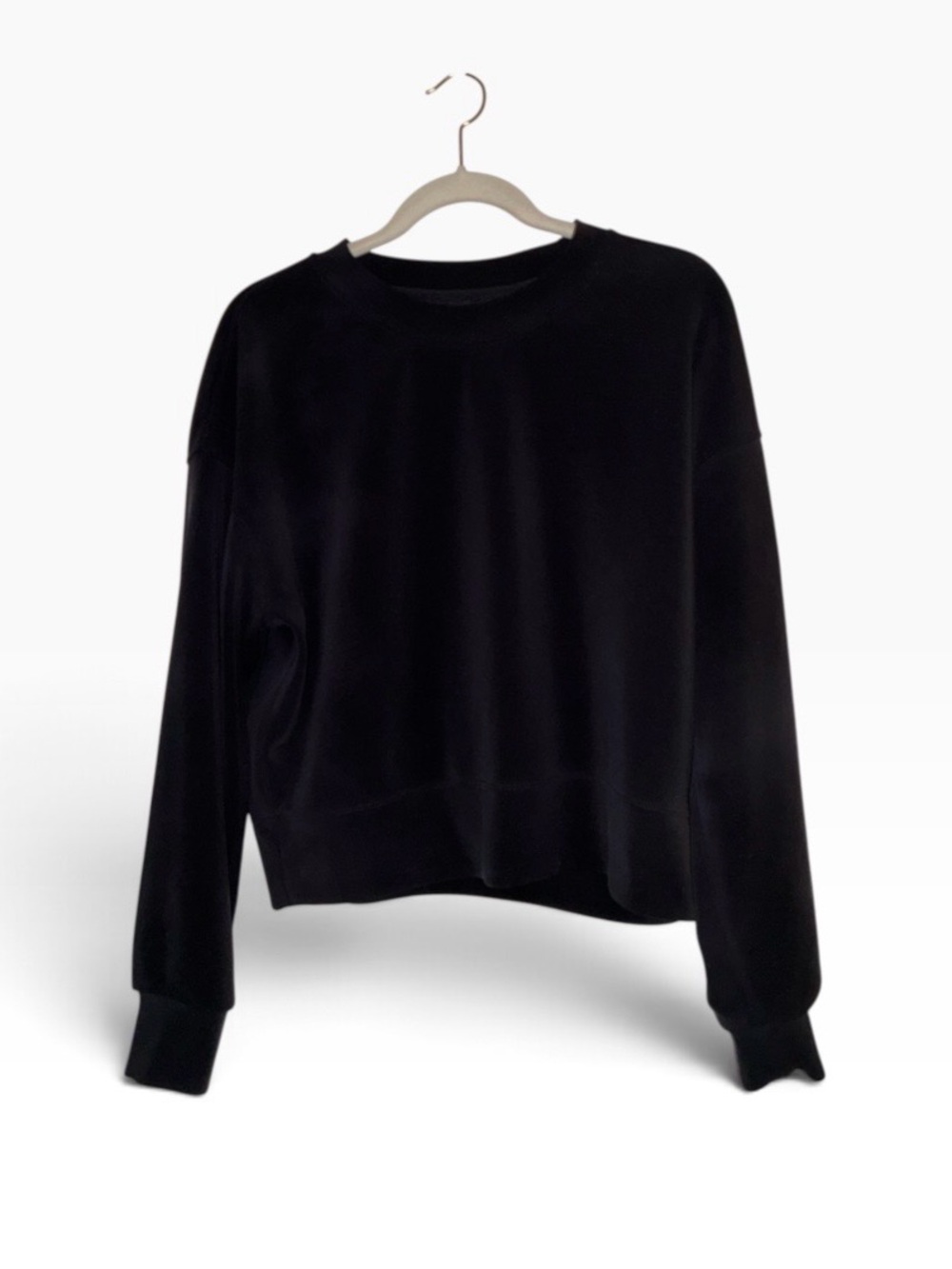 Lululemon Softstreme Oversized Cropped Crew Black Sz 6